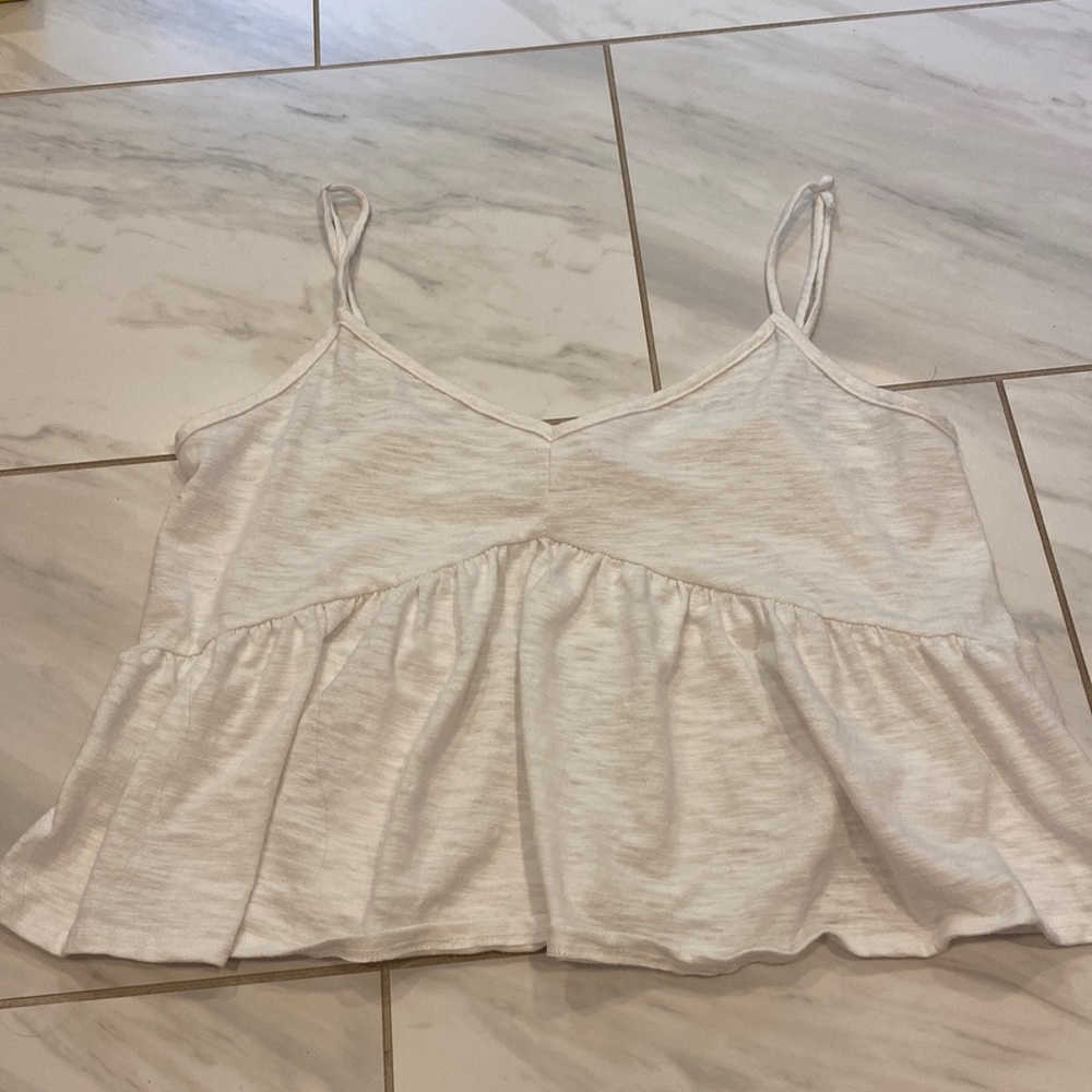 White cropped flowy tank top